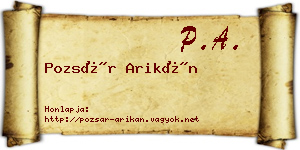 Pozsár Arikán névjegykártya